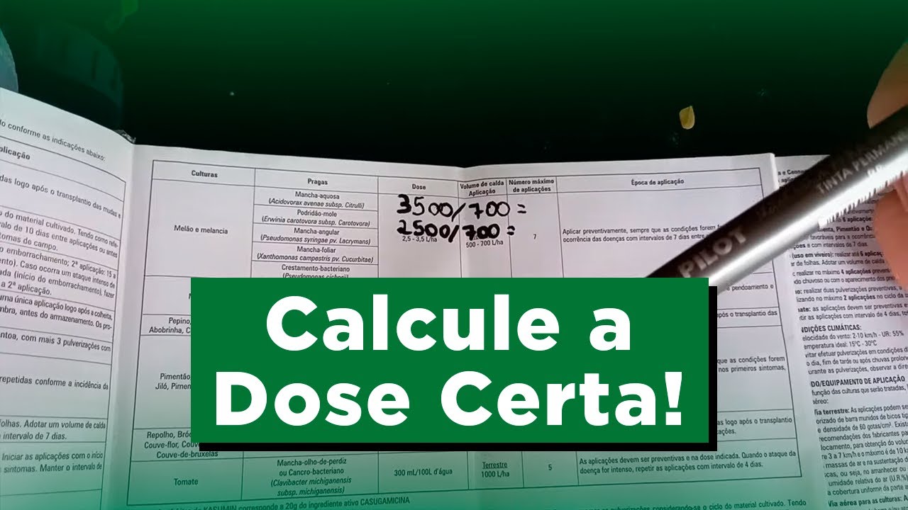 Como calcular quantos ml/L devemos colocar no pulverizador!