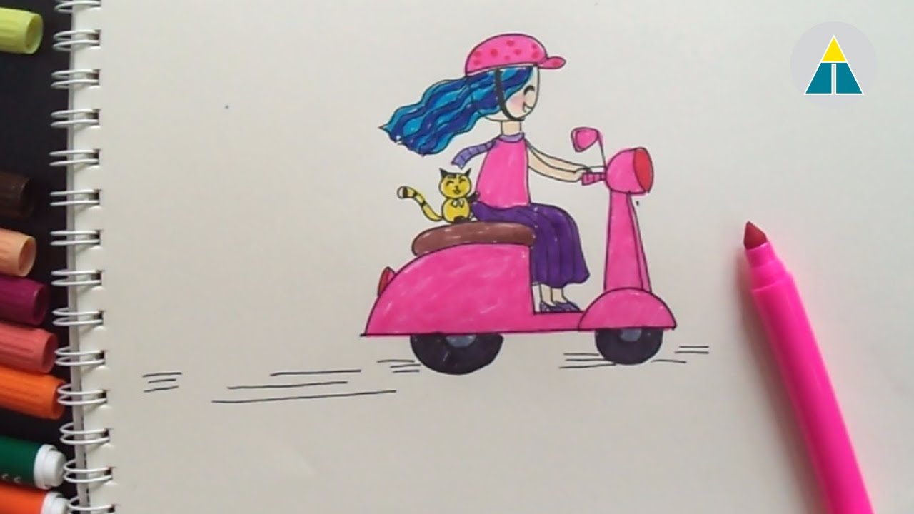 Hướng Dẫn Vẽ Xe Máy | Vẽ Phương Tiện Giao Thông | Vẽ Siêu Dễ Cùng Hi Art  Cute | Vespa Drawing - Youtube