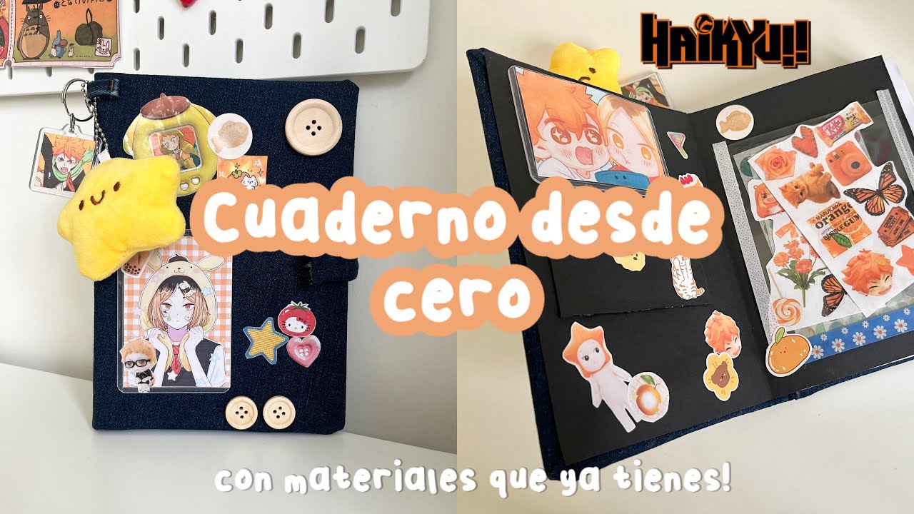 🍊 ¿Cómo hacer un cuaderno con materiales que ya tienes en casa? | haikyuu !! 🧡| crafts 