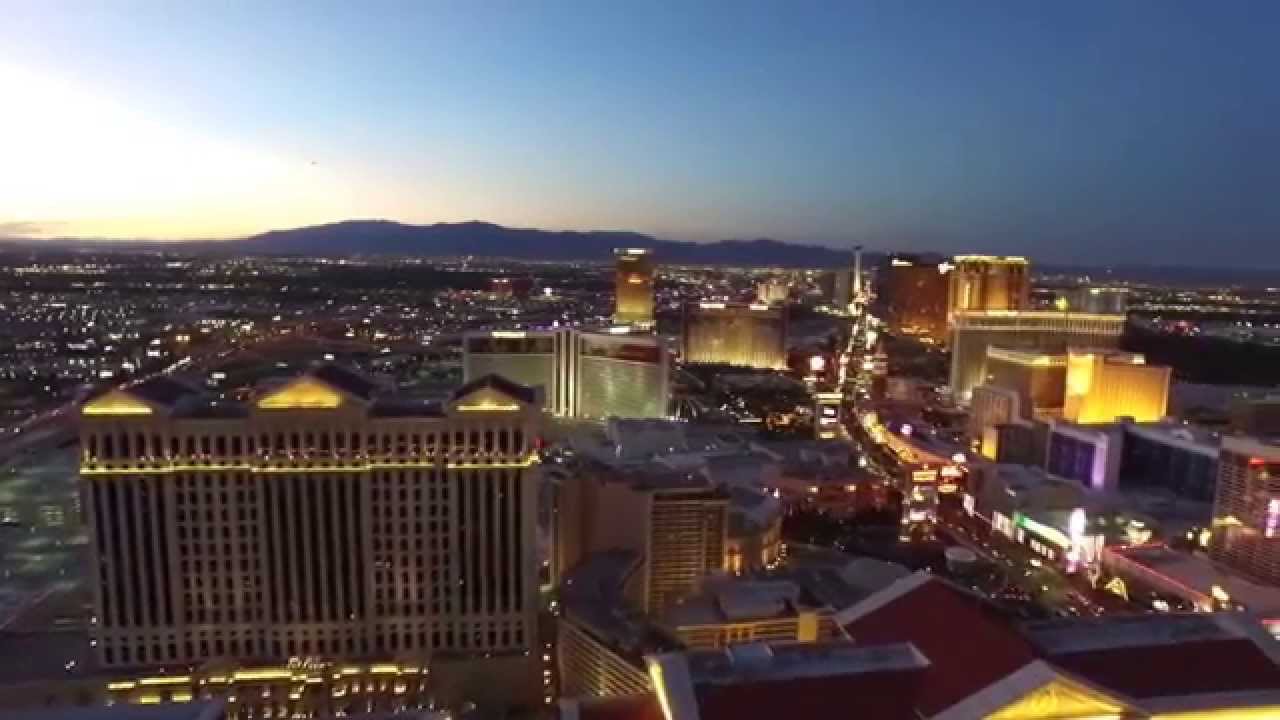 DJI Inspire 1 Flight over The Las Vegas Strip at Sunset to Night 7/14/2014