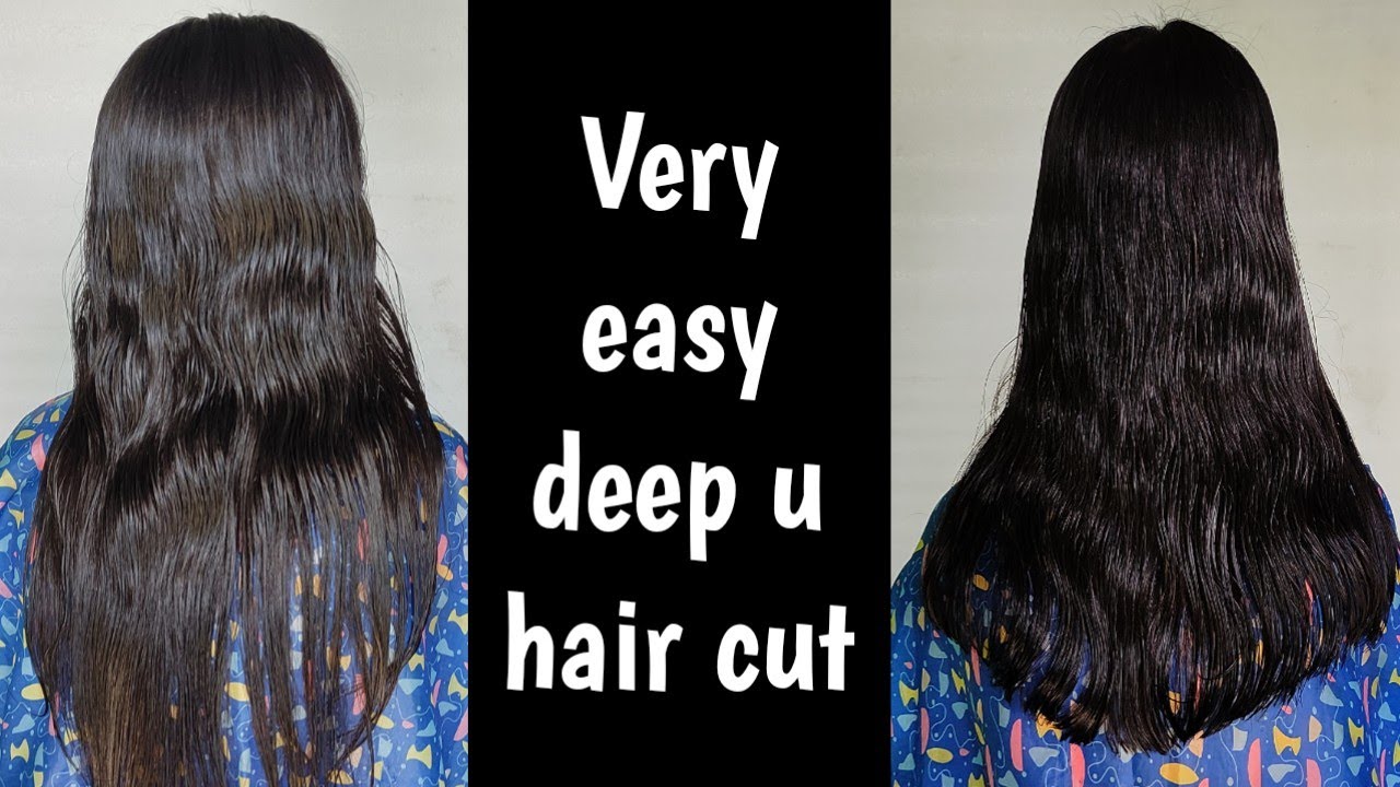 Very easy deep u cut in thin hair / how to deep u shape hair cutting -  YouTube
