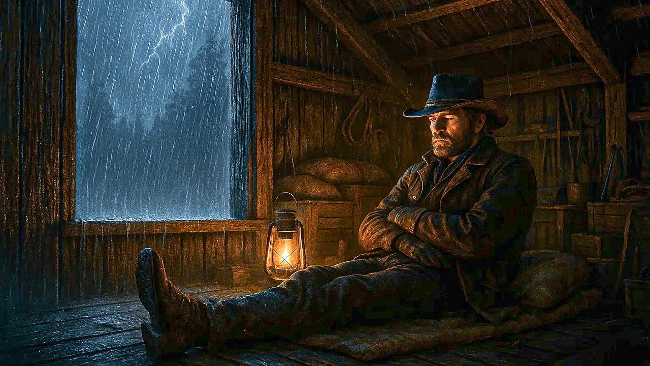 Arthur Taking Peaceful Shelter Near a Barn Window During a Heavy Thunderstorm | RDR2 ASMR