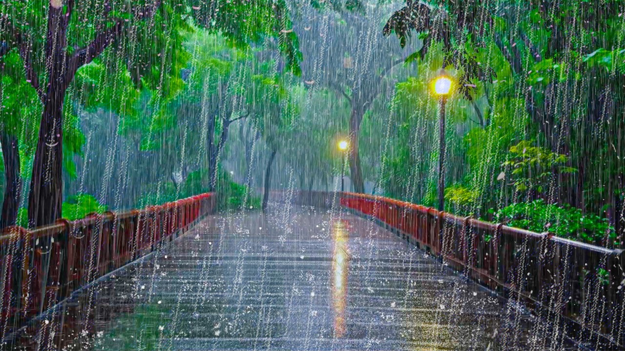 10 ORE Sonno Profondo e Sollievo dallo Stress con Pioggia Battente e Tuoni leggeri nel Parco