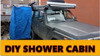 103.DIY shower cabin in overland truck Toyota Land Cruiser HJ60