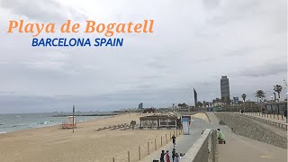Barcelona Beach - Playa De Bogatell Walking Tour In A Cloudy Afternoon
