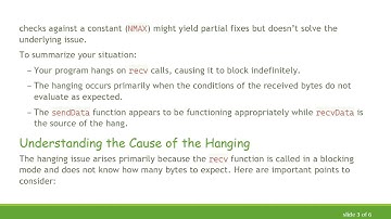 Solving the recv Hang Issue in C/C+ +  TCP Client-Server Applications