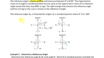 2.1 Angles in Standard Position - Reference Angles