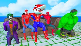 Team 5 Superheroes Pro | Shark Spiderman roblox rescue Hulk vs Batman vs Iron Man vs Avengers