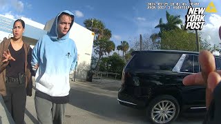 Diddy's alleged ‘drug mule’ looks worried in bodycam video showing arrest on drug charges