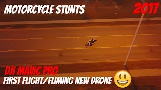 Motorcycle Stunts First Flight With NEW Drone Sample Video Footage DJI Mavic Pro Stunt Bike