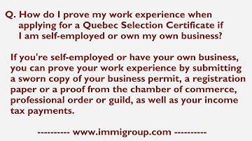 How do I prove my work experience for a QSC if I am self-employed or own my own business?