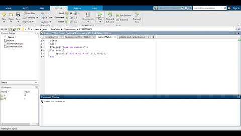 MATLAB Tablas De Multiplicar 1IM26