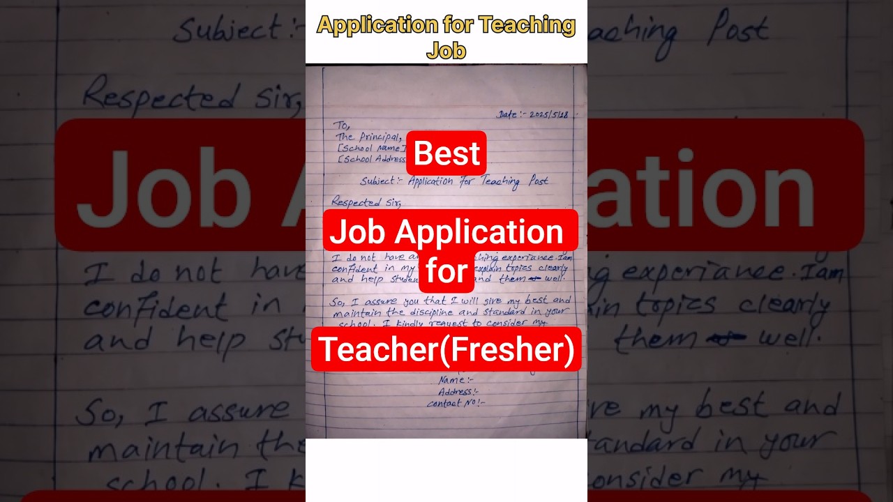 Job Application for Teachers | No Experience | fresher job application for teaching