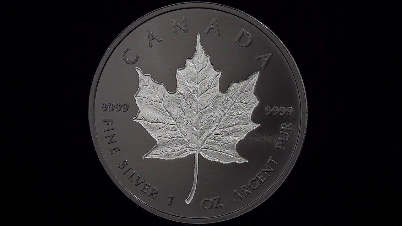 1 oz. Pure Silver Coin - Rhodium-Plated Incuse Silver Maple Leaf