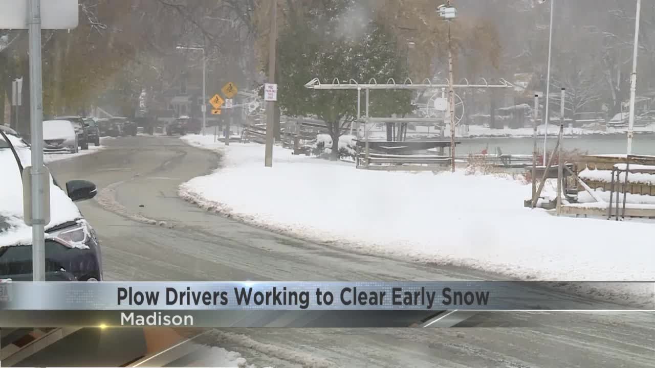 Plow Drivers Working to Clear Early Snow - YouTube
