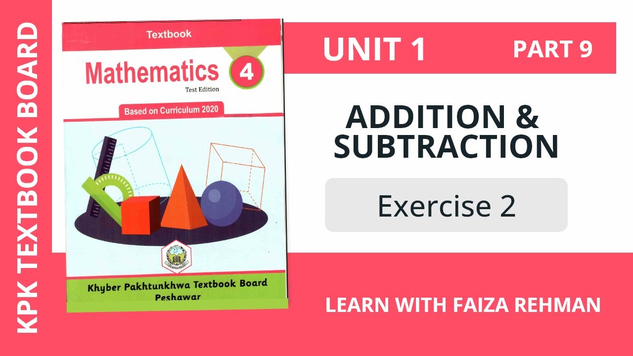 Exercise 2 | Subtraction | Unit 1 | Mathematics Class 4 | Part 9 - YouTube