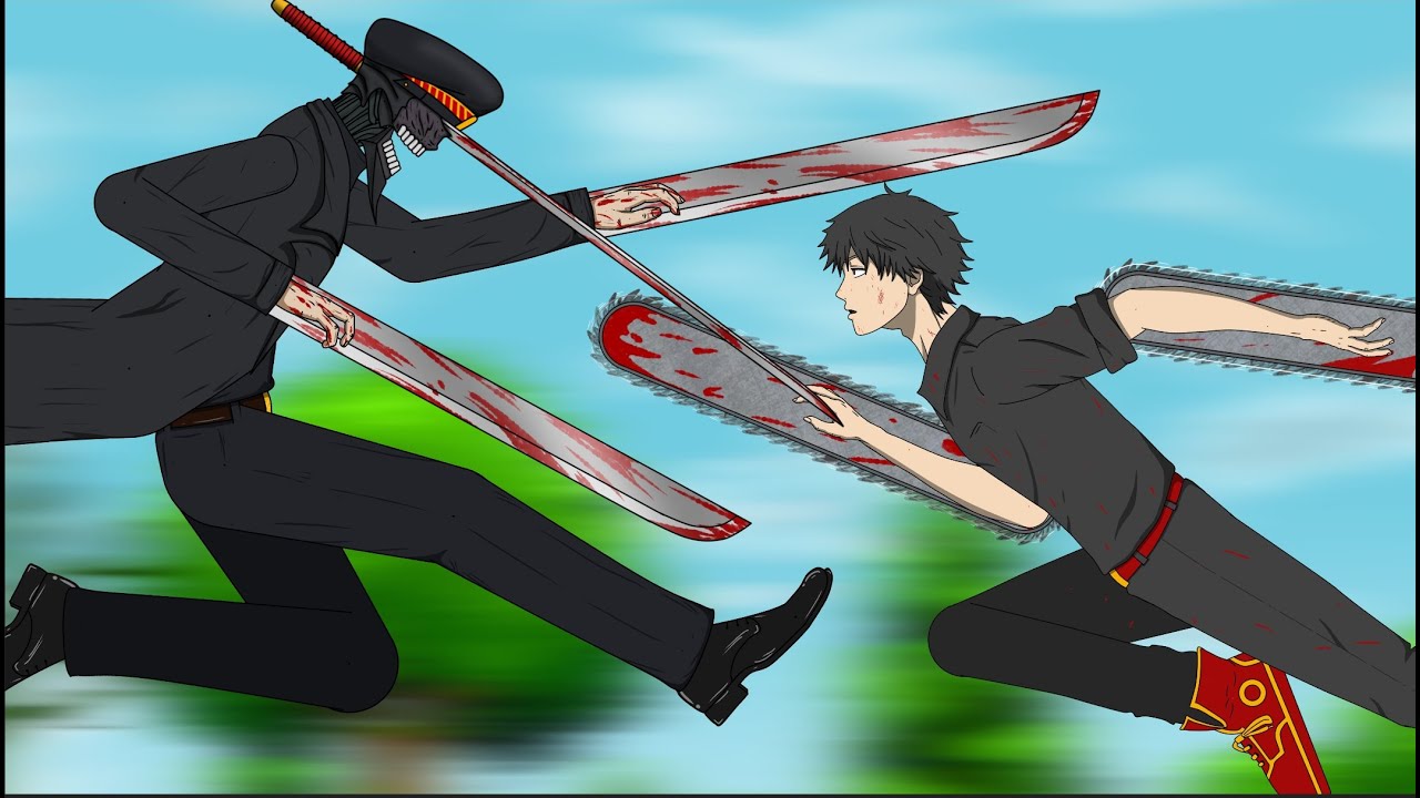 Black Denji vs Katana Man - Drawing Cartoons 2