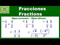 Fracciones sumas restas multiplicación división raíz potencias