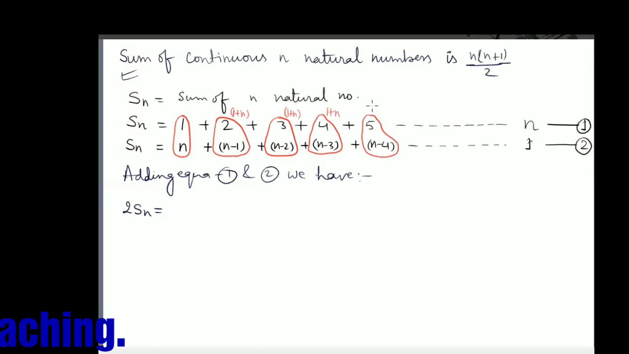 Sum of n natural numbers is n(n+1)/2 - YouTube