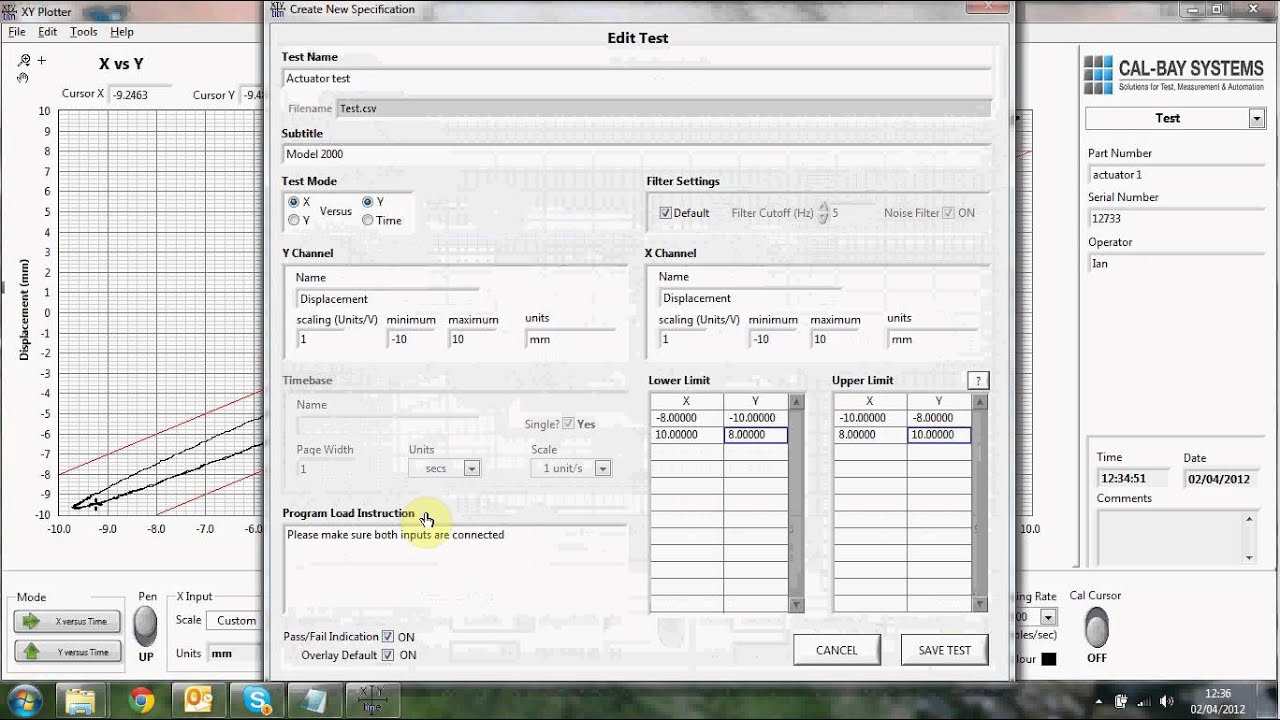 Setting up limit tests with the XY plotter software YouTube