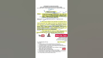 JKSSB Documents Verification Schedule Out For Class IV Posts Under PwD #sknedutech, #shorts