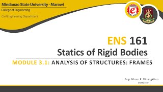 [ENS161 | Statics of Rigid Bodies] Module 3.1: Analysis of Structures: Frames