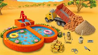 DIY Heart Fish Pond with Water Pump - Cute Mini Brick Pool and Goldfish Paradise