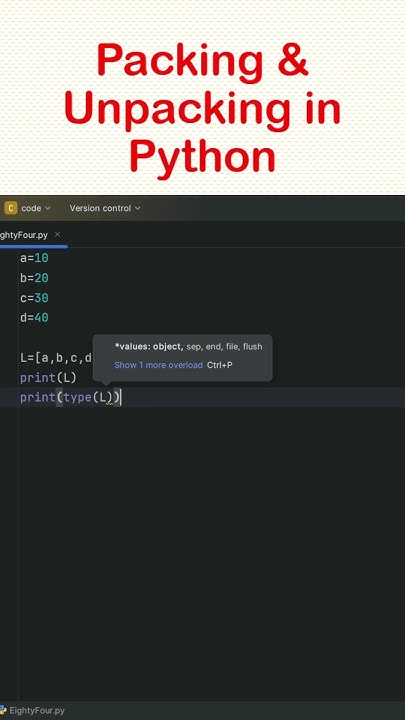 Packing & Unpacking in Python #python #coding #shortvideo # ...