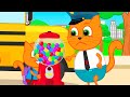 Familia de Gatos - Chicle para el conductor. Dibujos Animados Para Niños