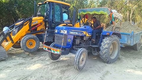 JCB loading working Soil in Trakstar Tractor trolley || Tractor loading unloading