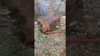 Hydro jetting clogged sump pump and downspout underground drain line