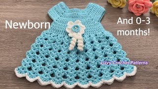 How to Crochet a Newborn Dress  Crochet Baby Dress Newborn and 0-3 months step by step!