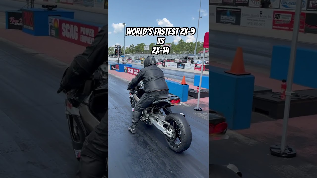 World's Fastest ZX-9 challenges ZX-14 to drag race! - YouTube