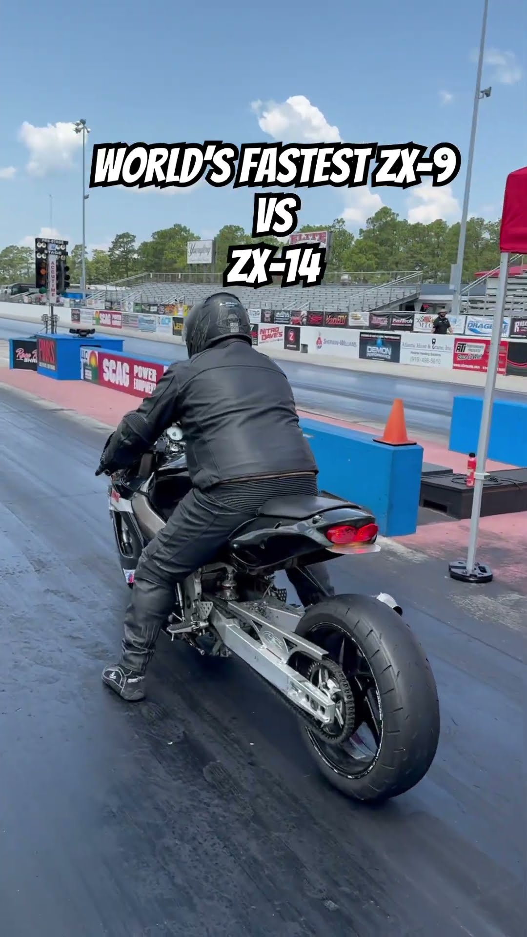 World's Fastest ZX-9 challenges ZX-14 to drag race! - YouTube