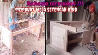 cara membuat meja kerja kantor // meja setengah biro //meja 1/2 biro.