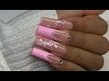 Pink valentines day nails  gel x nails for beginners  gel x nail tutorial