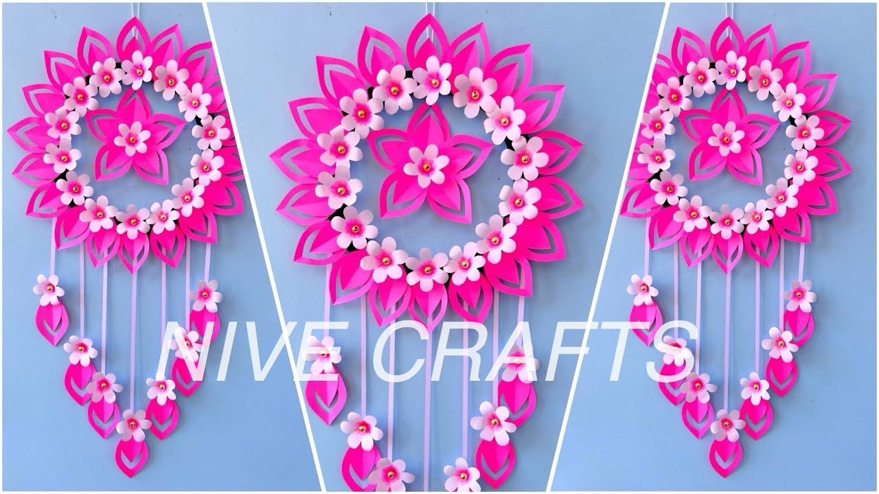 How to make wall decoration with cardboard at home | Craft video with paper wall hanging | flower