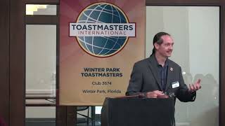 Best Evaluator - Sean Esler - Winter Park Toastmasters - WPTM