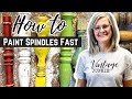 PAINT SPINDLES SUPER FAST / DIY HACK / WOODEN SPINDLE PAINTING TUTORIAL