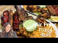 Air fryer mixed grill  chicken tikka lamb chops chicken wings  seekh kebabs