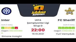 Inter Sheriff İddaa Tahminleri 19 Ekim 2021