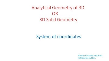 Analytical  Geometry of 3D  System of coordinates Really easy MATHS OPTIONAL 2020 UPSC IAS CSE MAIN