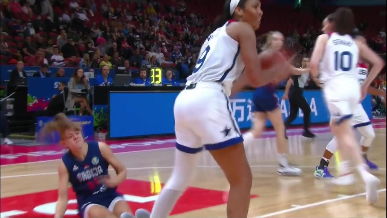 A'ja Wilson SHOVES Defender, Frustrated By Refs Not Calling Fouls | USA ...