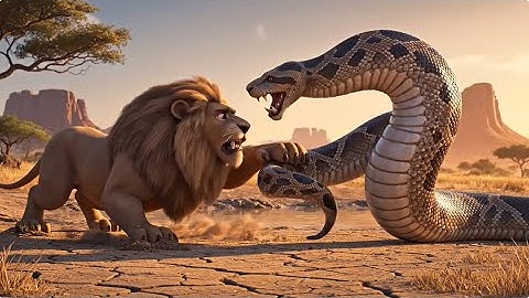 The battle for survival between Giant pythons VS lions. Giant pythons VS lions. AI Part 7