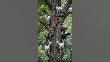 Leopard Attacks Goat Herd – On Tree !🌴 🐆🐐😱 #shorts #goat #leopard #wildlife
