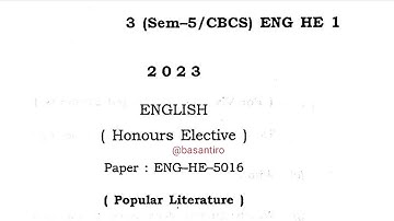 BA 5th sem English honours elective paper HE 1 popular literature Guwahati University 2023 HE-5016
