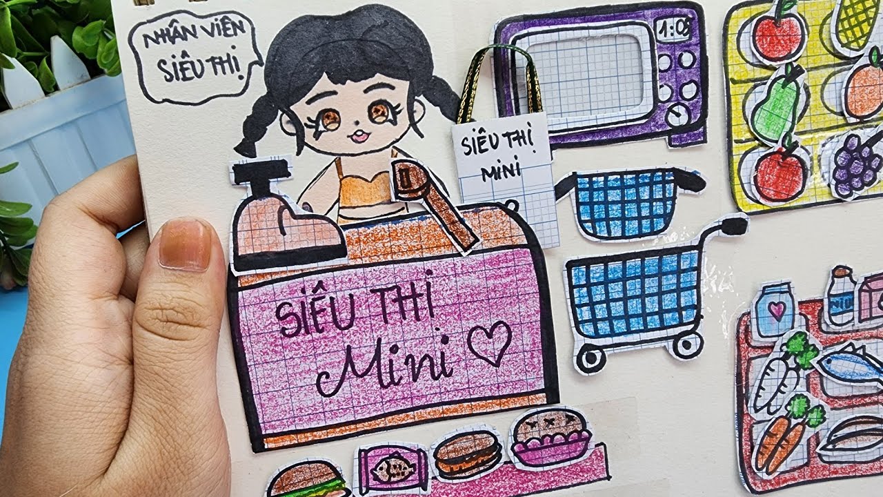 Làm Siêu Thị Mini Với Hình Dán Tự Vẽ / Make A Mini Supermarket With Diy  Stickers/ Paper Diy - Youtube