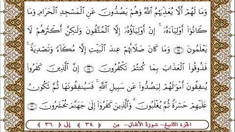 سورة  الأنفال من الأية  34 - 36بصوت الشيخ على جابر