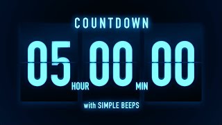 5 Hours Flip Clock Timer / Simple Beeps 🔵