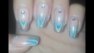 HOLOGRAPHIC Faded French Manicure using Regular Nail Polishes | Rose Pearl